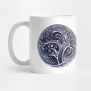 Starry night with a tree and snow Mug